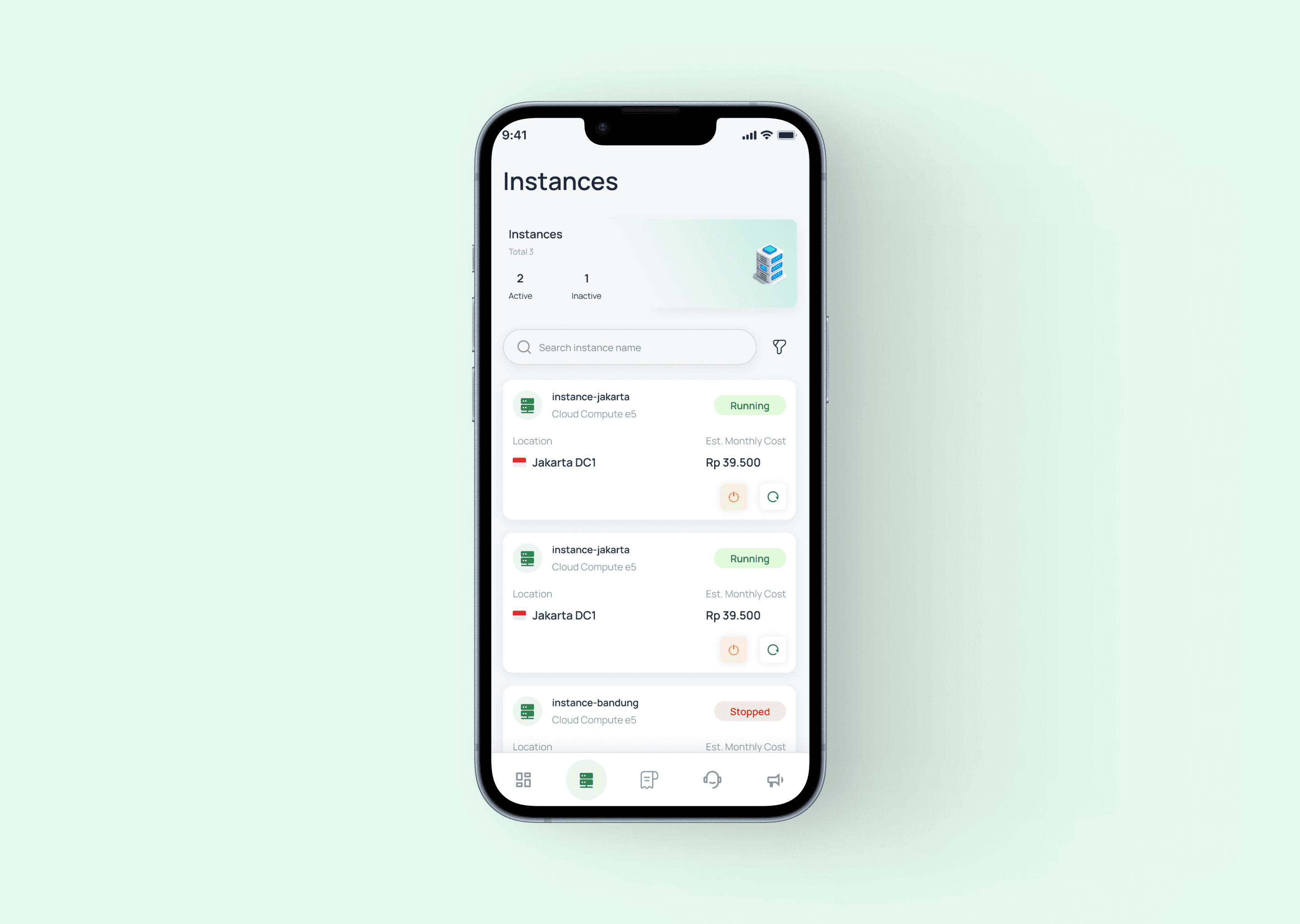Frog Mobile Instances Page